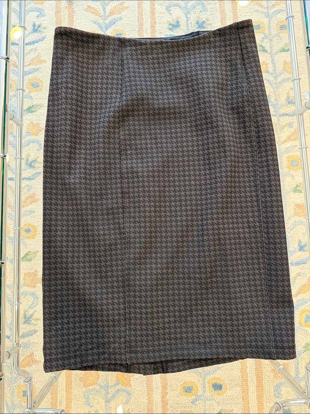 Liverpool Black and Brown Houndstooth Pencil Skirt